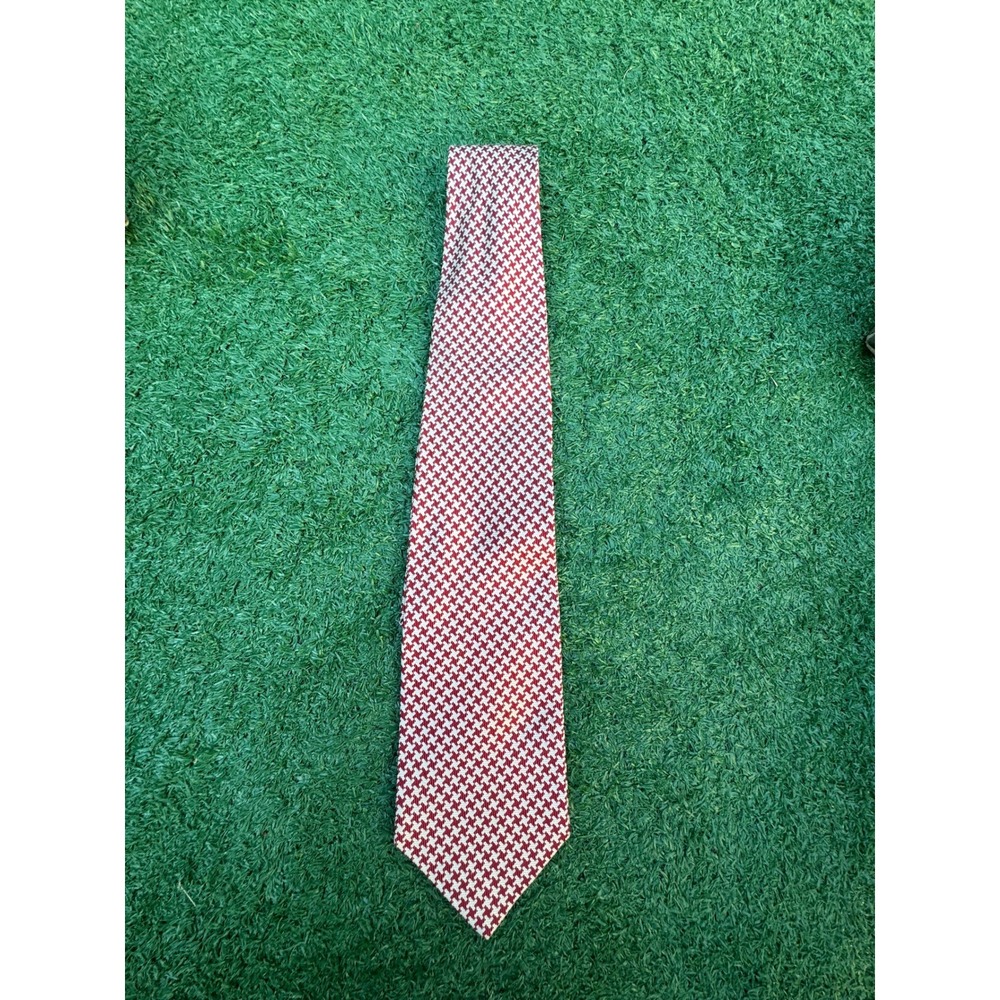 Brooks Brothers Makers Silk Tie Burgundy Cream Houndstooth Woven England USA NWT